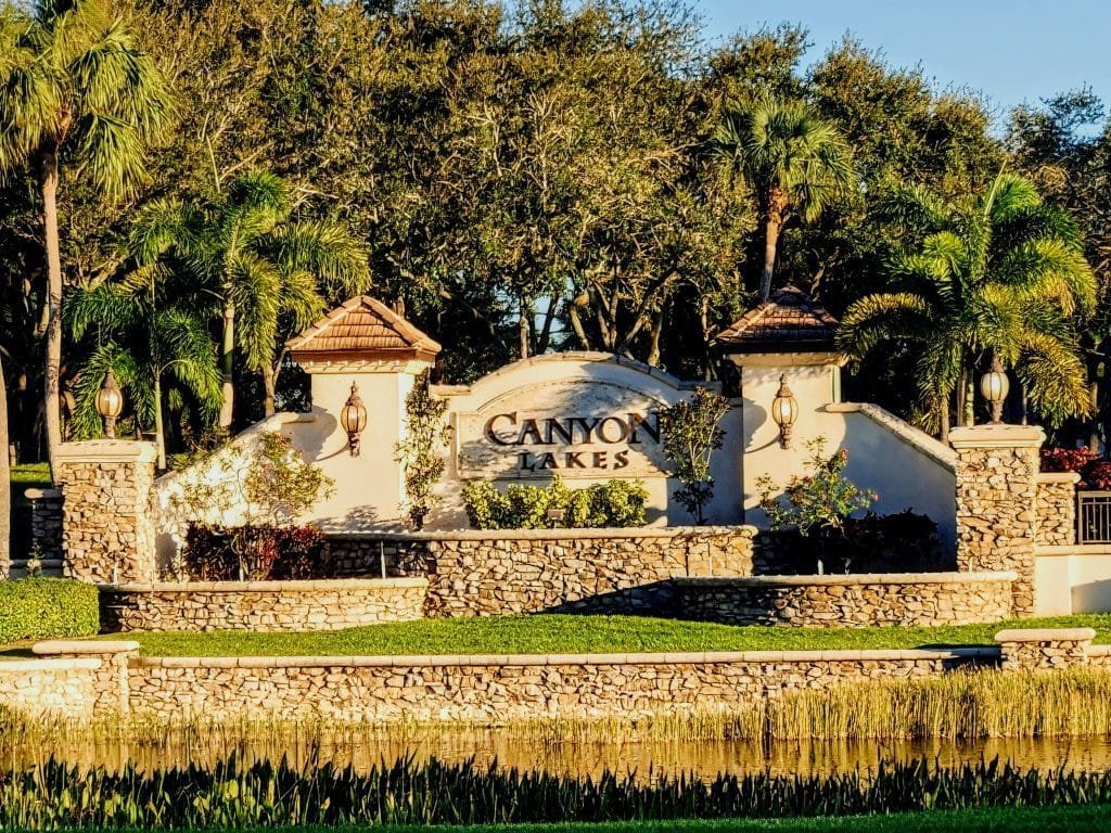 Canyon Lakes entrance in West Boynton Beach, Florida
