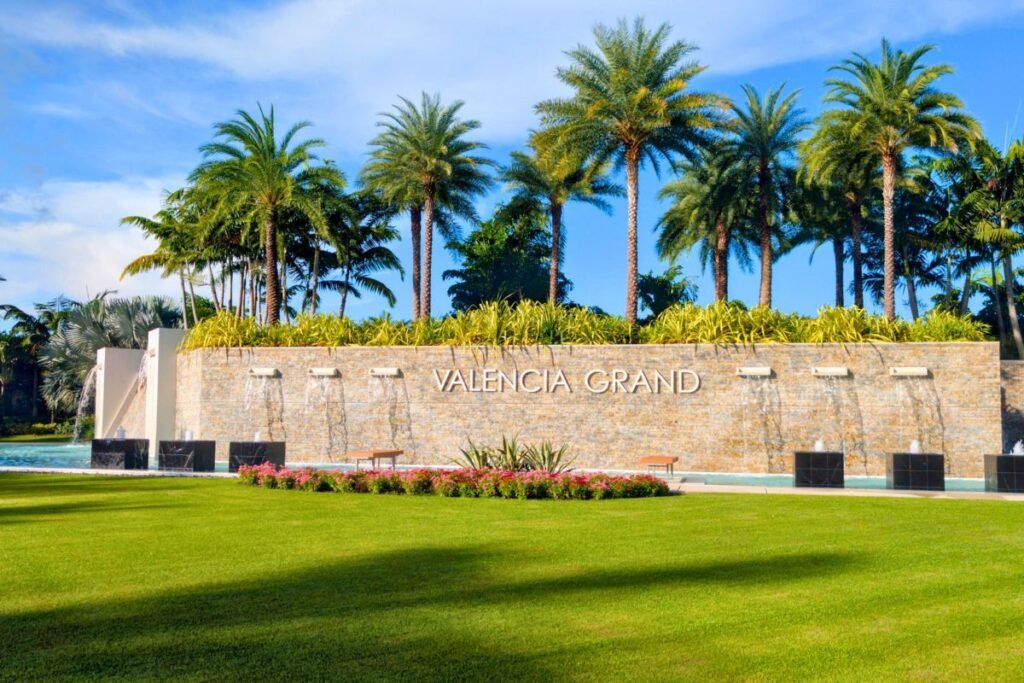 Entry to Valencia Grand 55+ neighborhood in West Boynton Beach, Florida.