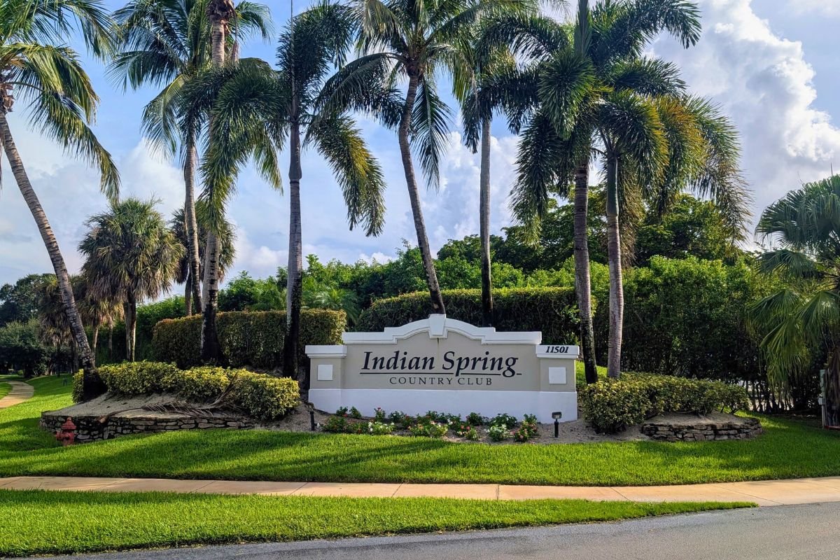Golf community entrance sign near Boynton Beach, Florida.