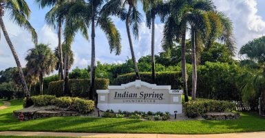Golf community entrance sign near Boynton Beach, Florida.
